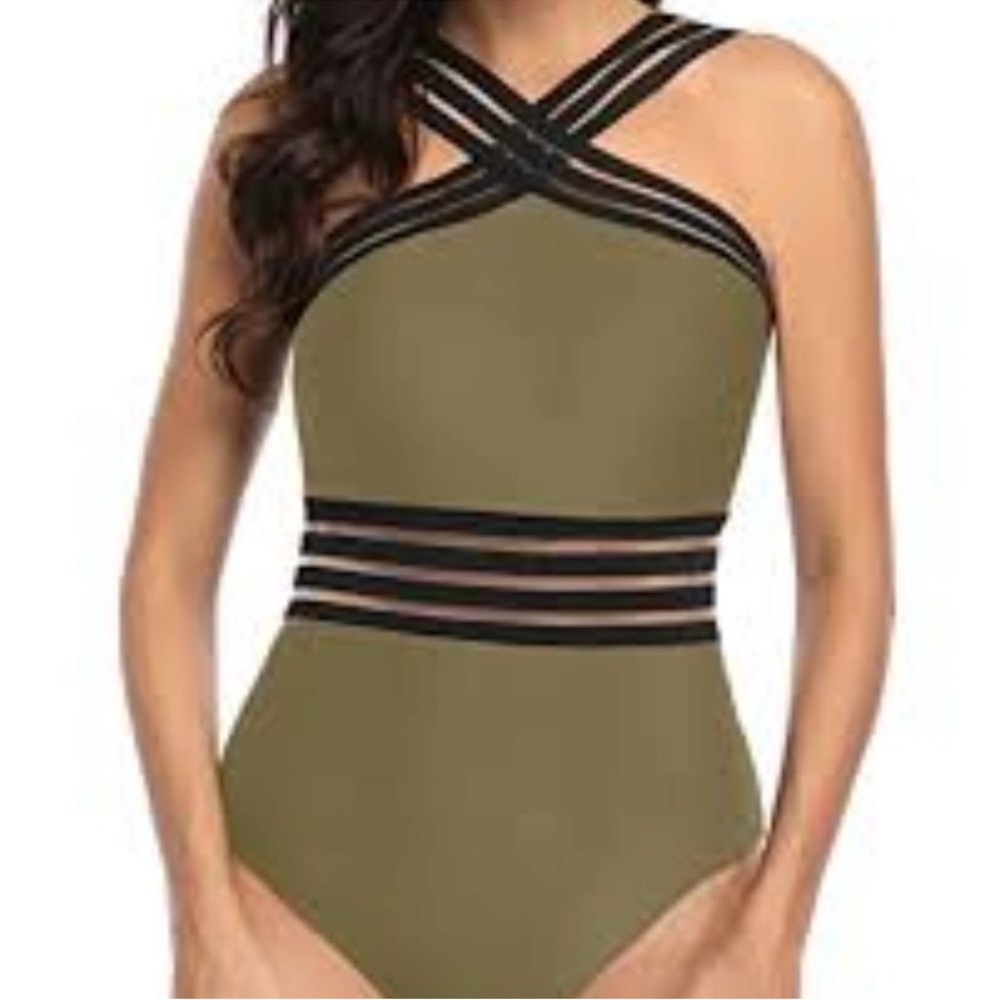 Kenneth Cole High Neck One Piece Swimsuit